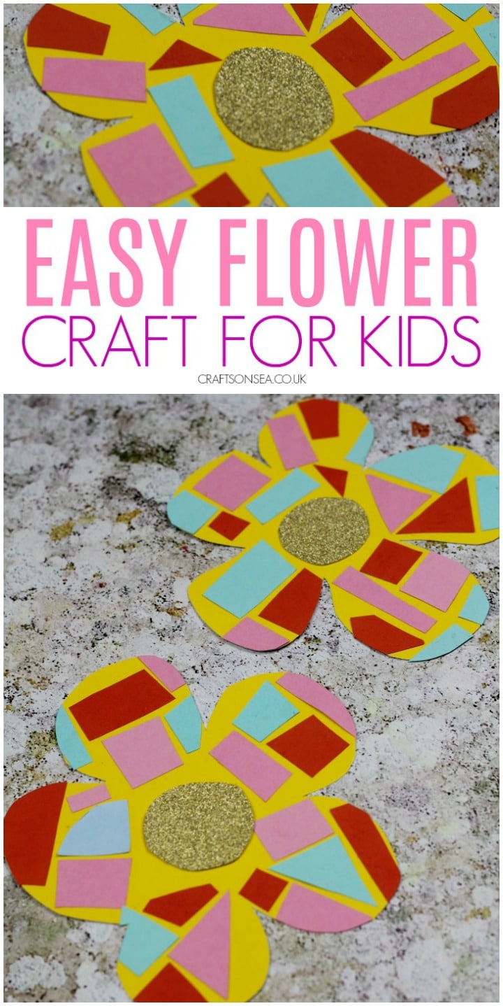 flower mosaics made from construction paper