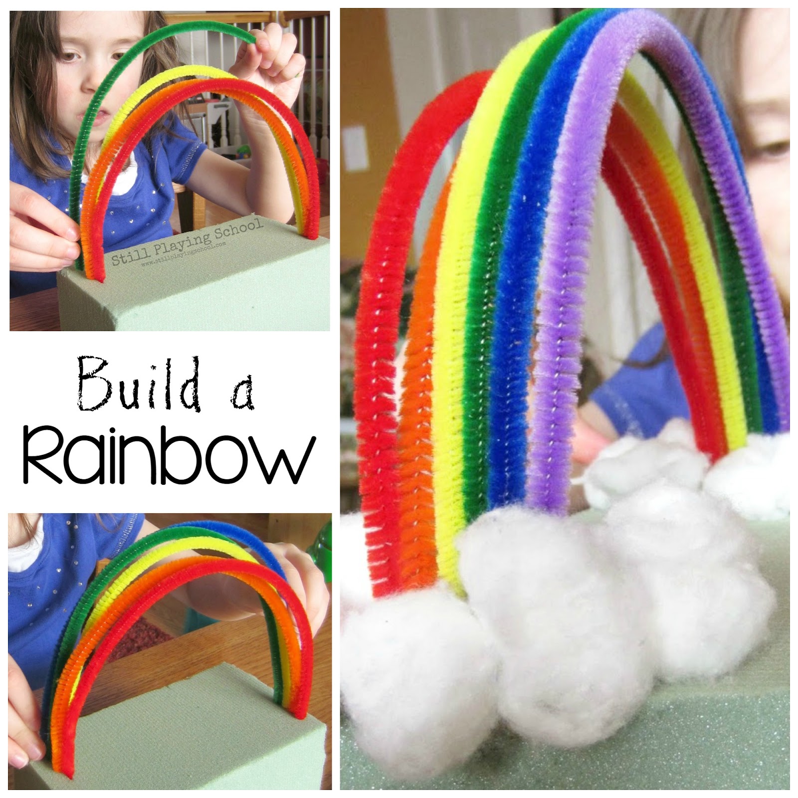 child building rainbow out of pipe cleaners