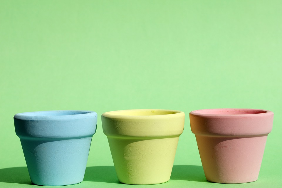 example of pastel painted flower pots