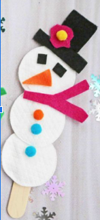 Snowman puppet with cotton pads