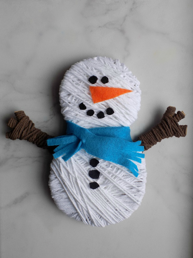 yarn wrapped snowman