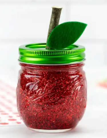 apple glitter jar