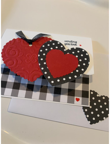 heart card craft with plaid