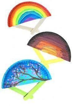 Colorful paper plate fans