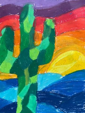 oil pastel cactus
