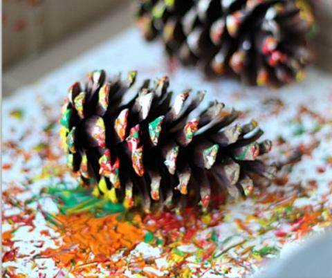 painting with pinecones