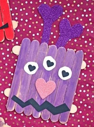 purple popsicle stick love monster