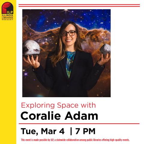 Exploring Space with Coralie Adam. Tuesday, March 4 at 7 p.m. on Zoom.