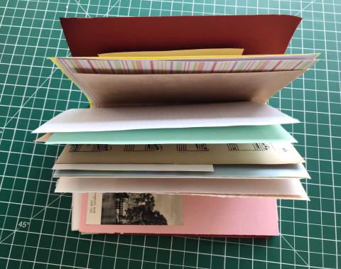 handmade journal with colorful pages