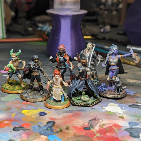 Dungeons & Dragons Mini Figures on a game board