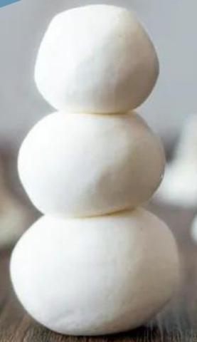 Snowman made of white play dough