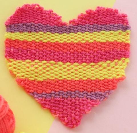 yarn woven heart with stripes