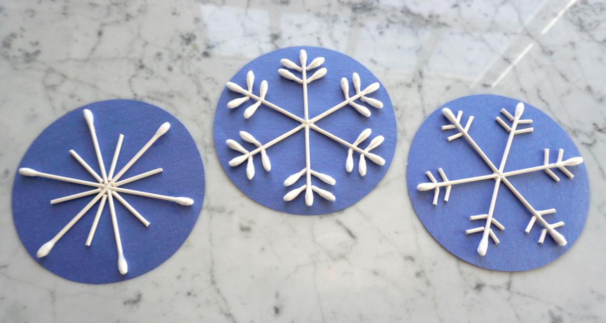 cotton swab snowflakes