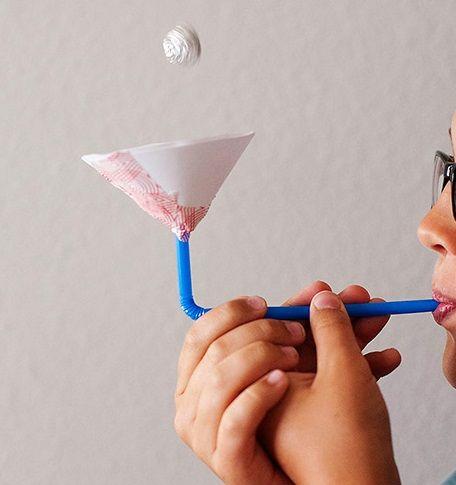 pom pom activity with straw