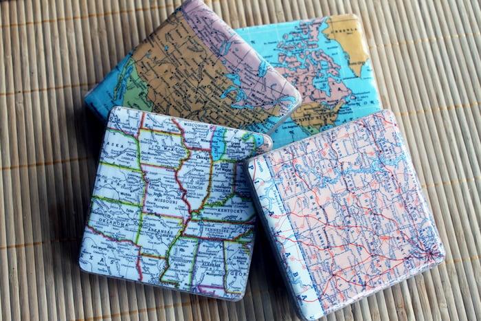 diy map coasters