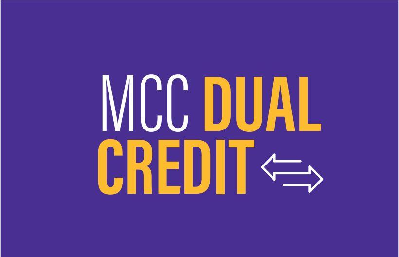 McHenry County College Dual Credit logo in yellow and white lettering against a purple background