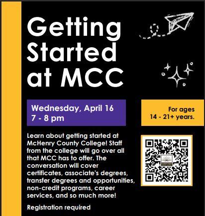 Getting Started at MCC - white lettering on black background