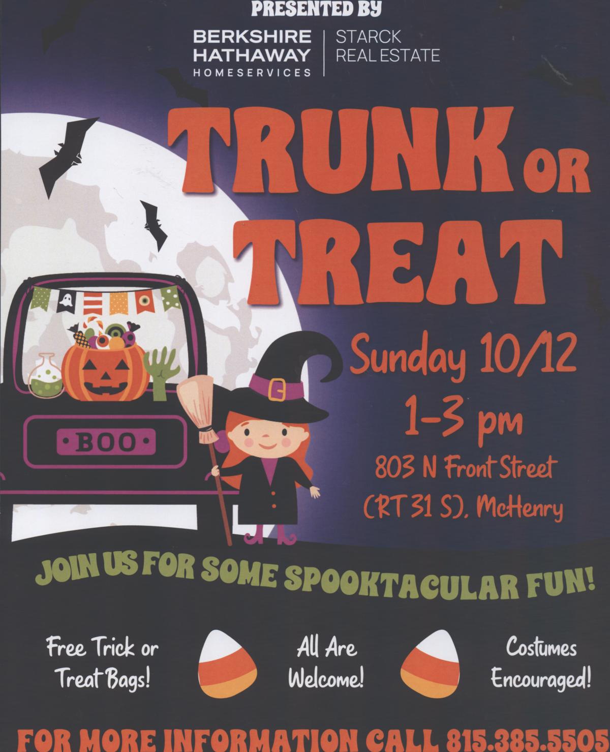 Flyer for Trunk or Treat event - cartoon child and decorated car