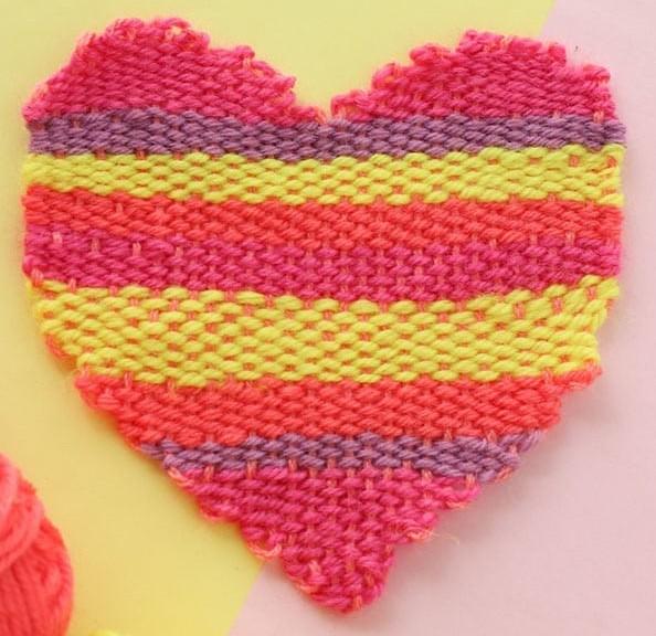 yarn woven heart with stripes